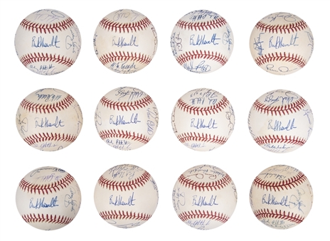 Incredible Lot of (12) 1995 New York Yankees Team Signed Baseballs Featuring Debut Season Signatures from Derek Jeter, Mariano Rivera, Jorge Posada, and Andy Pettitte (Beckett PreCert)